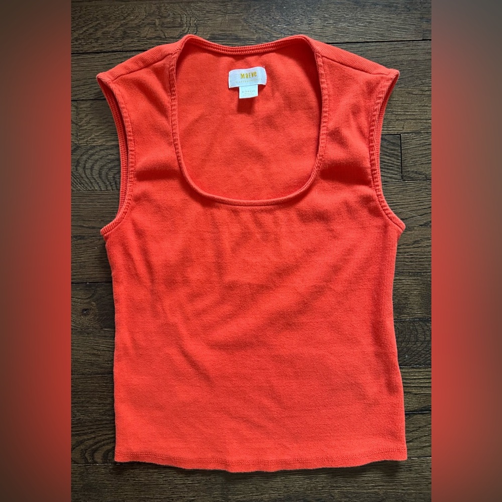 Maeve Orange Fitted Ribbed Tank Top